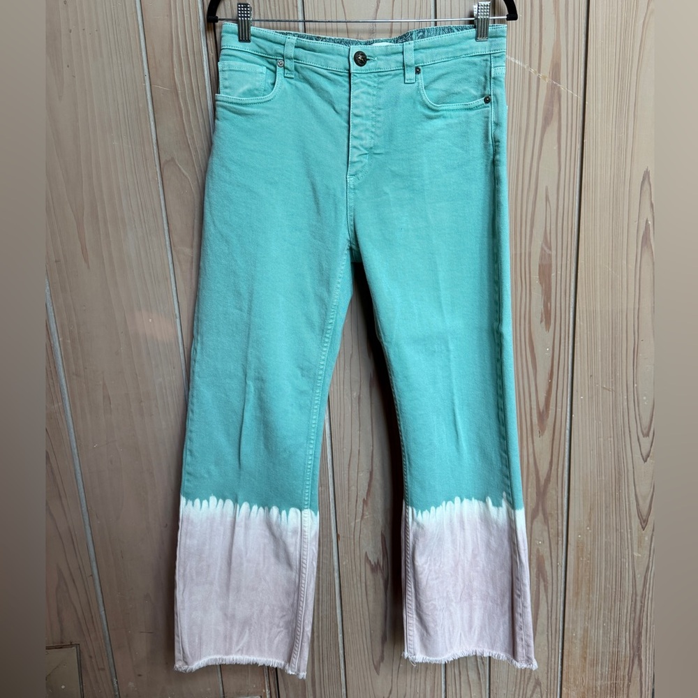 Etro Turquoise and White Dip-Dye Straight Leg Jeans